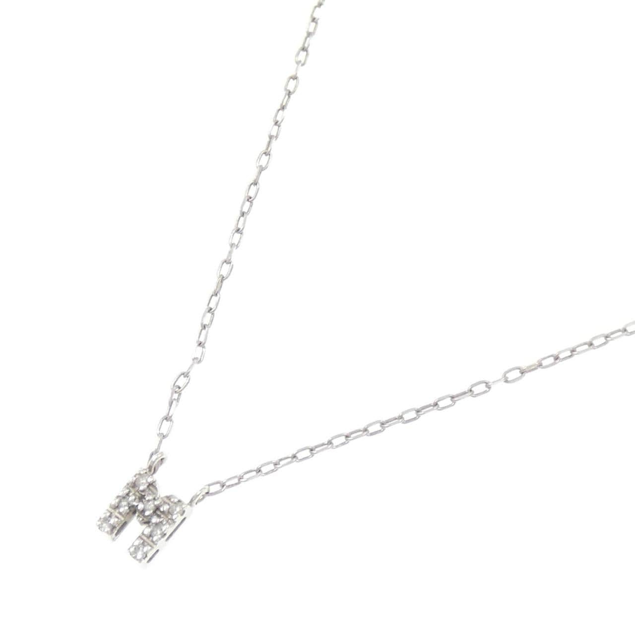 K10WG イニシャルM ダイヤモンド ネックレス 0.03CT