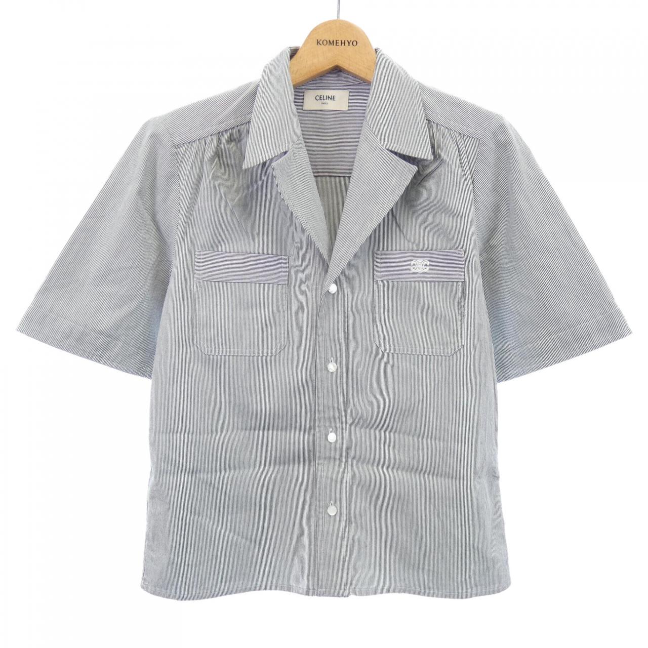 セリーヌ CELINE オープンカラーシアサッカー トリオンフ 2B610191I S／Sシャツ