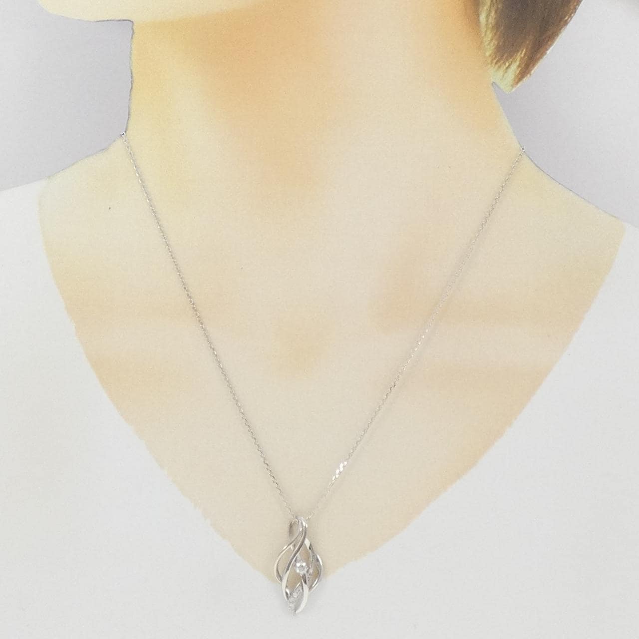 K18WG ダイヤモンド ネックレス 0.23CT