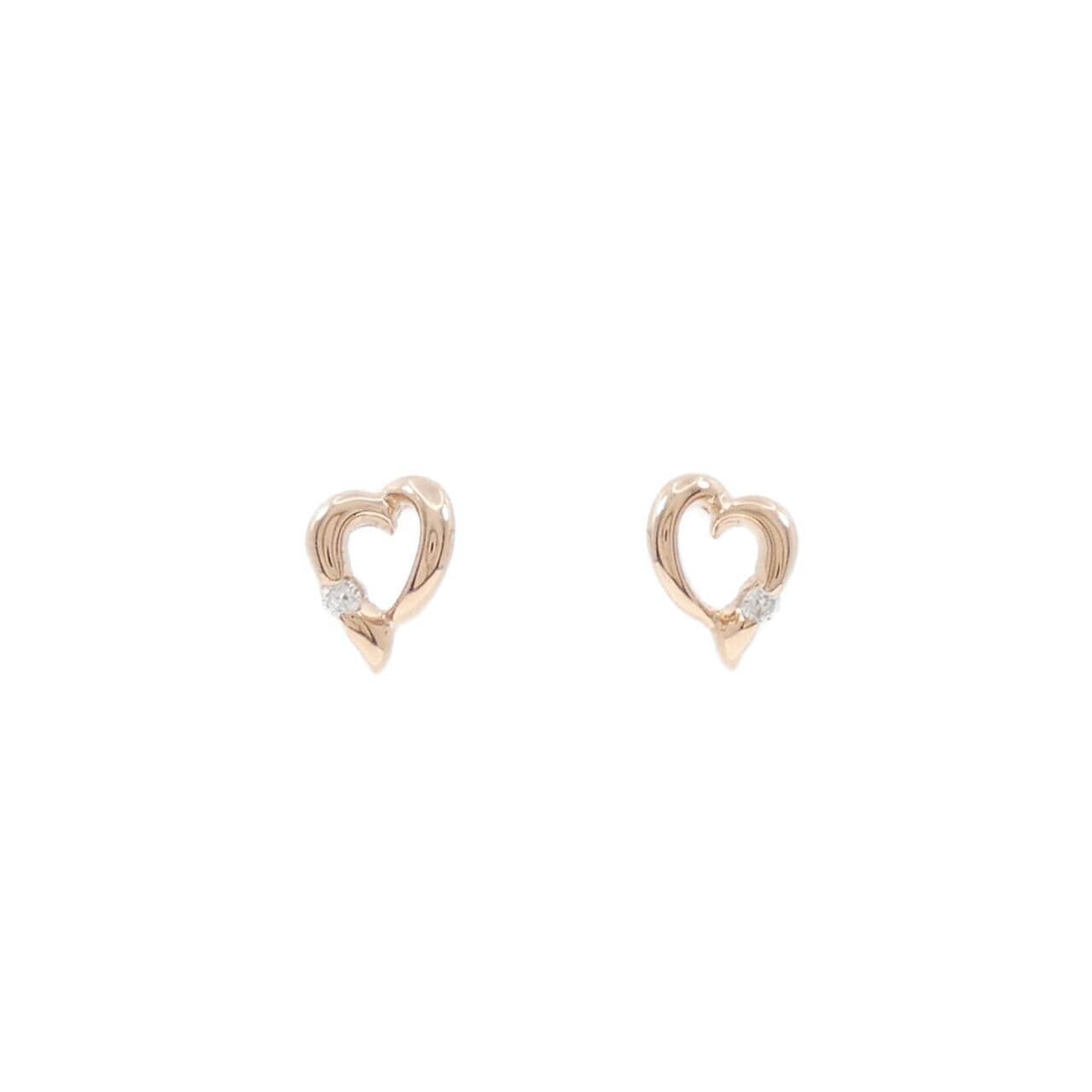 K14PG ハート ダイヤモンド ピアス 0.04CT