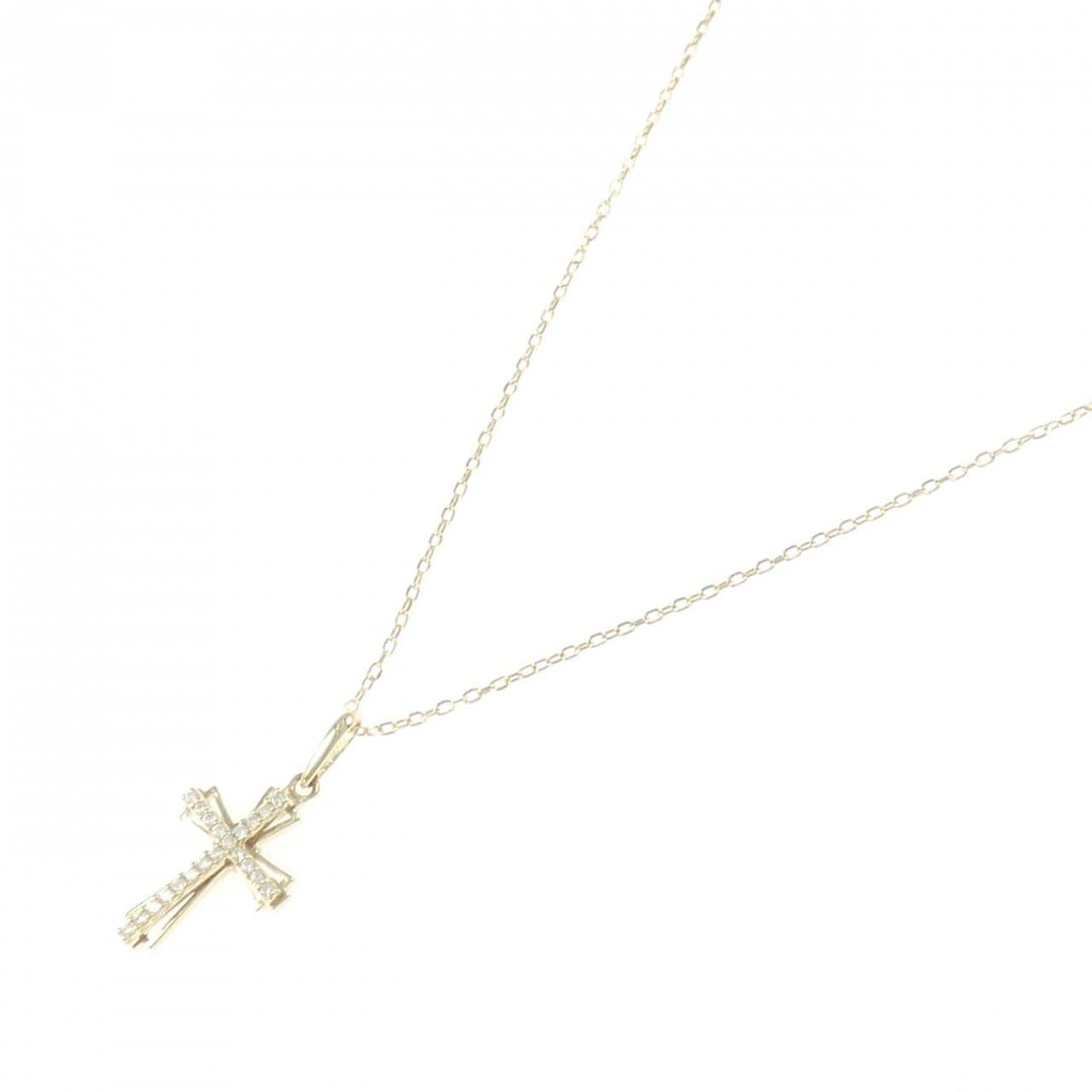 10KYG/K10YG クロス キュービック ネックレス