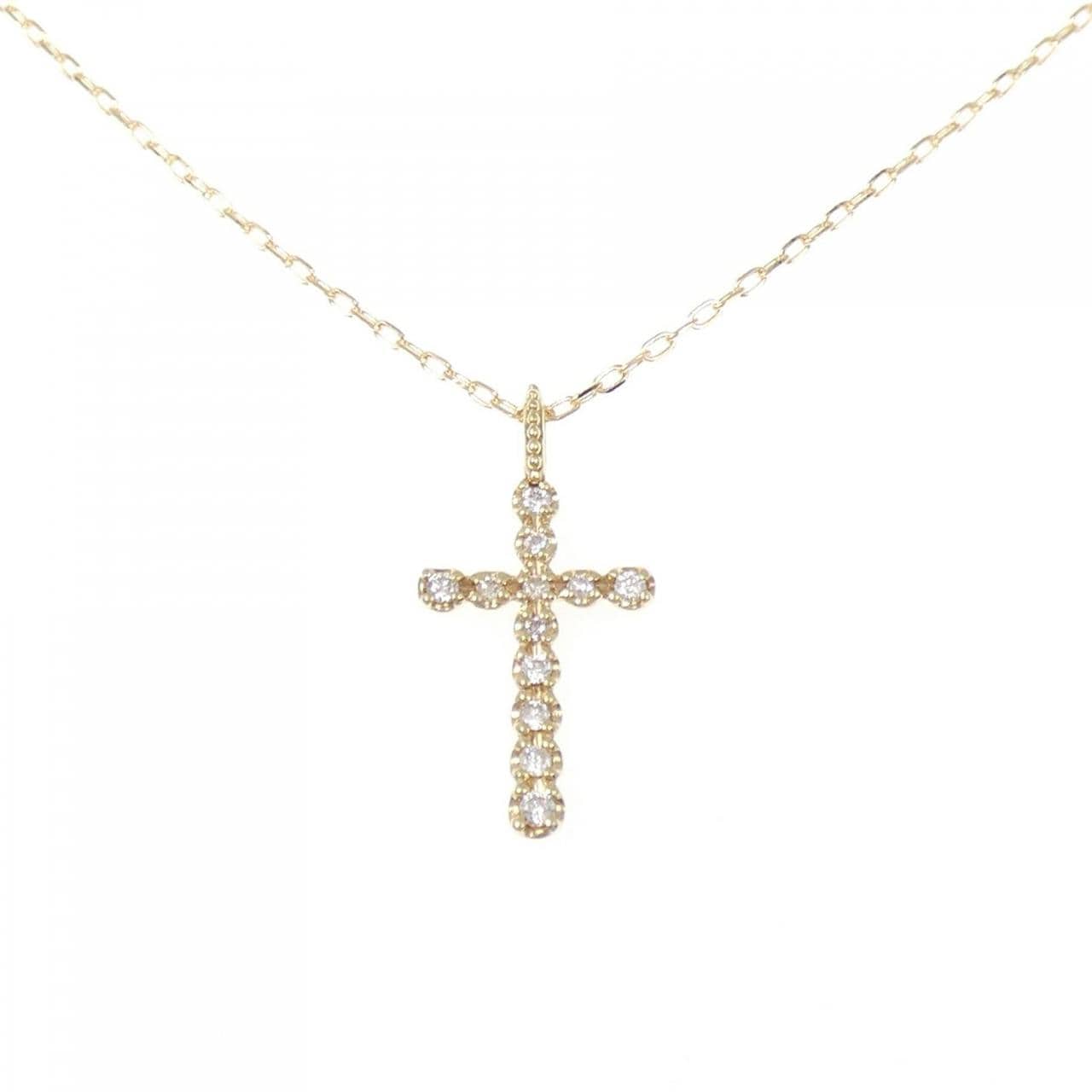 K18YG クロス ダイヤモンド ネックレス 0.10CT