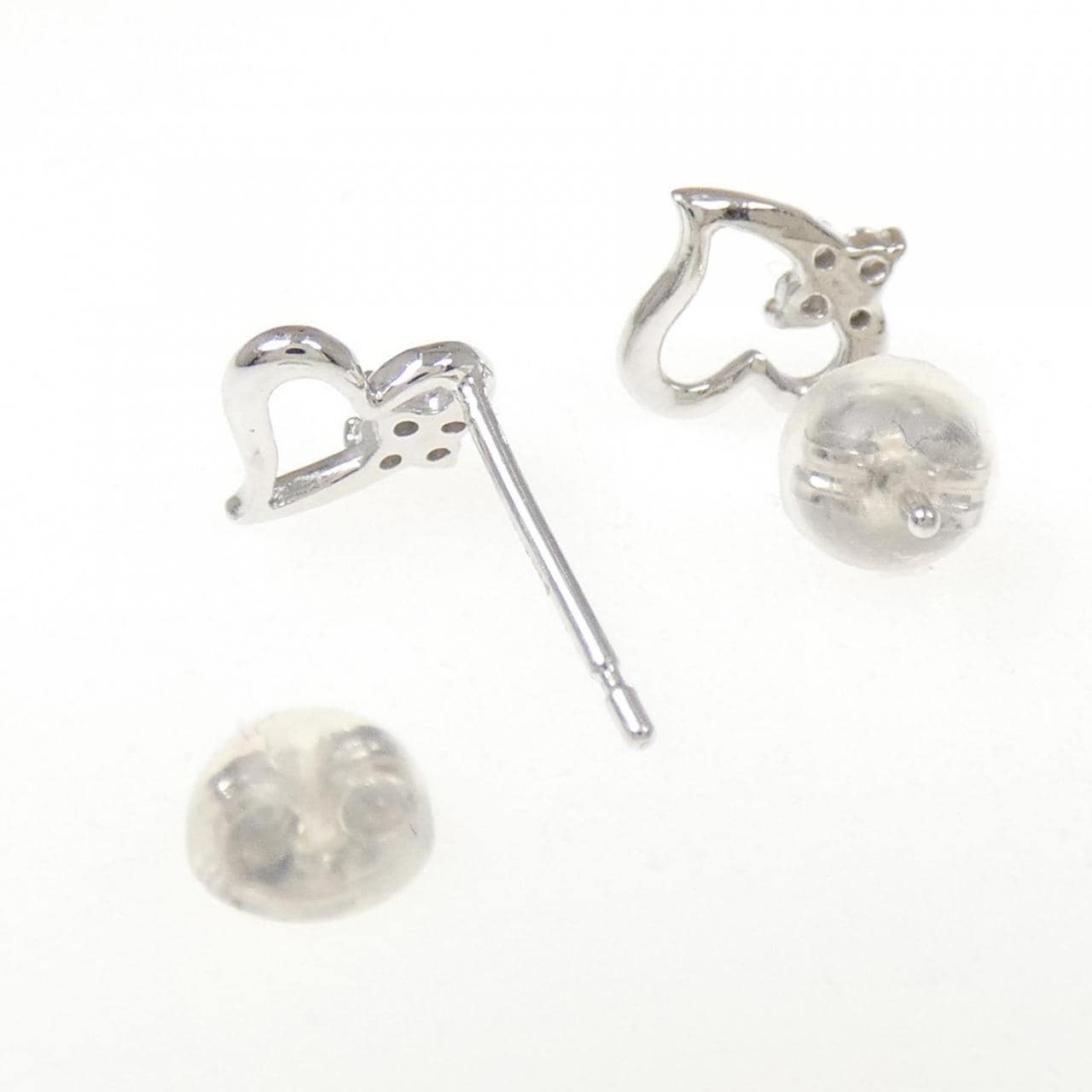 K18WG ハート ダイヤモンド ピアス 0.06CT
