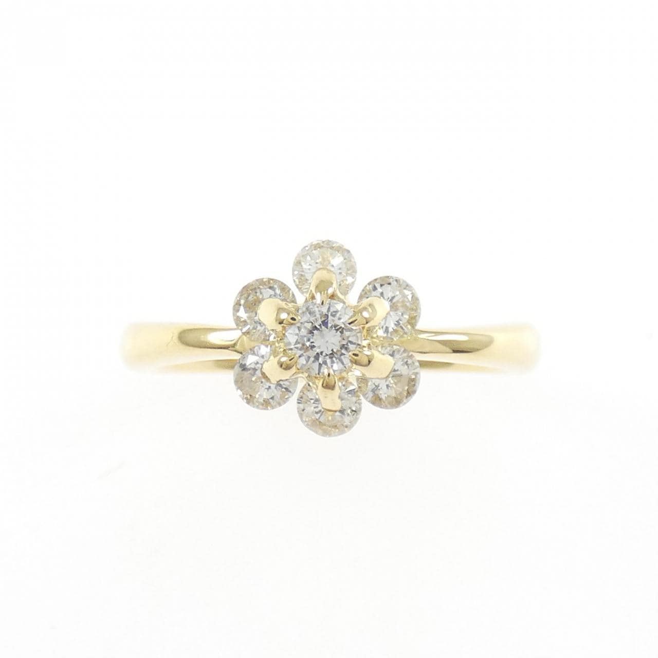 K18YG フラワー ダイヤモンド リング 0.50CT