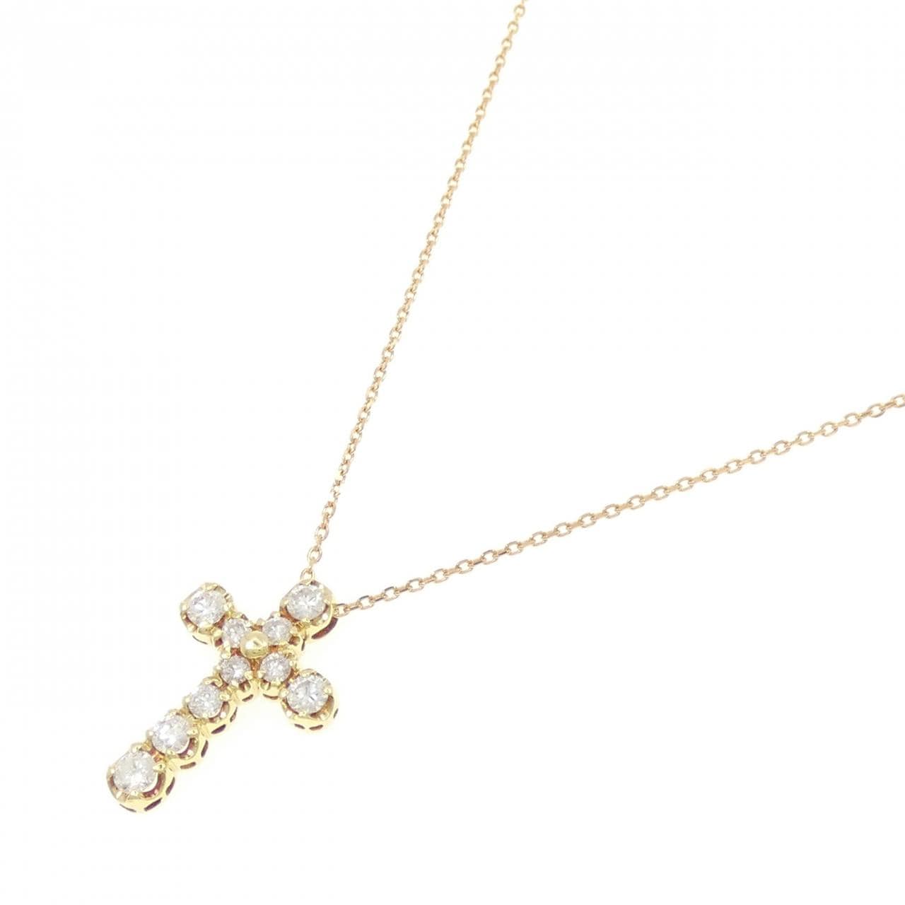 K18YG クロス ダイヤモンド ネックレス 0.50CT