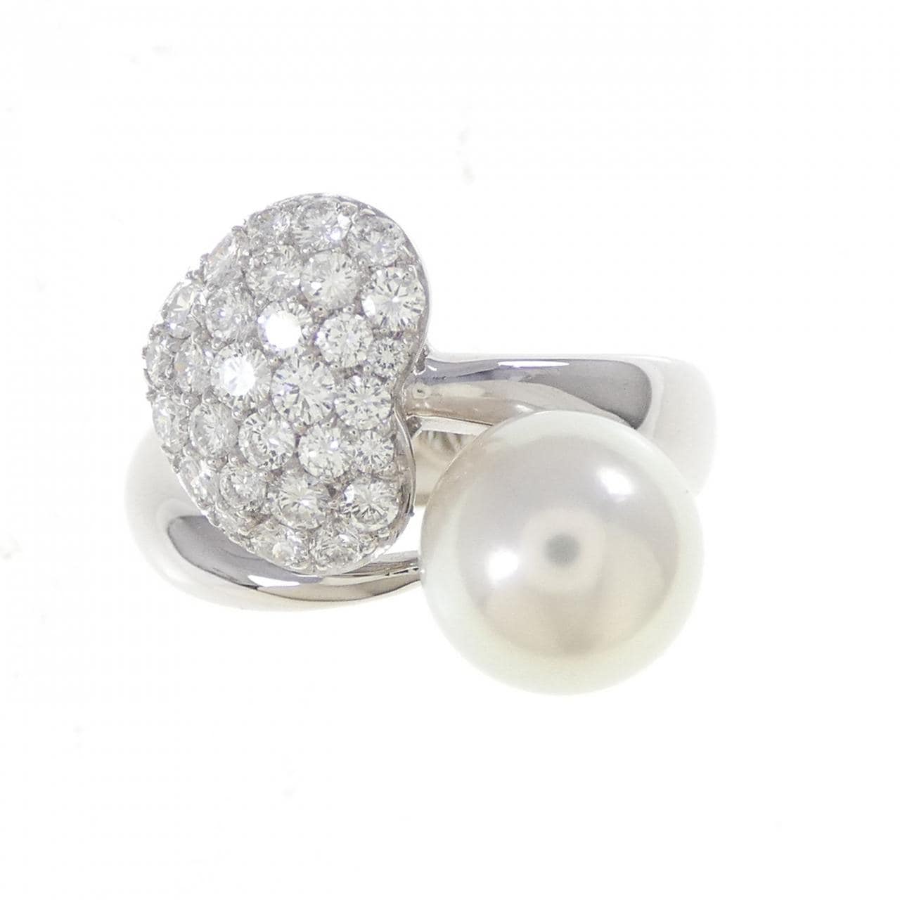 18KTWG ハート アコヤパール リング 8.3mm