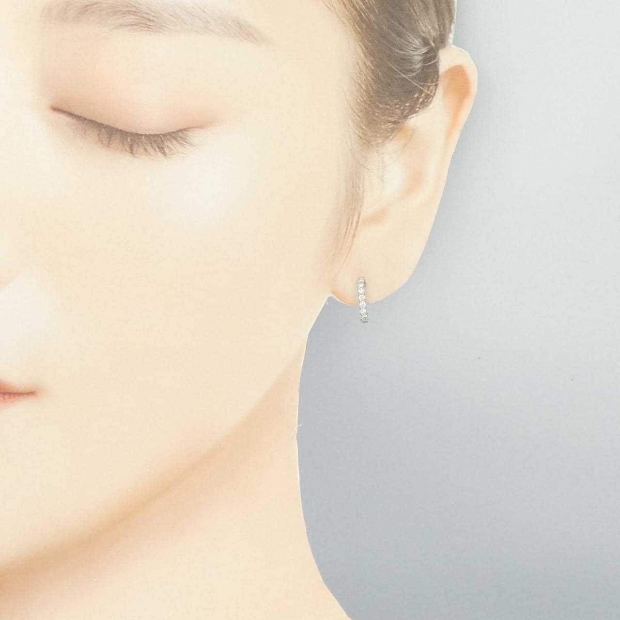 K18YG/PT900 ダイヤモンド イヤリング