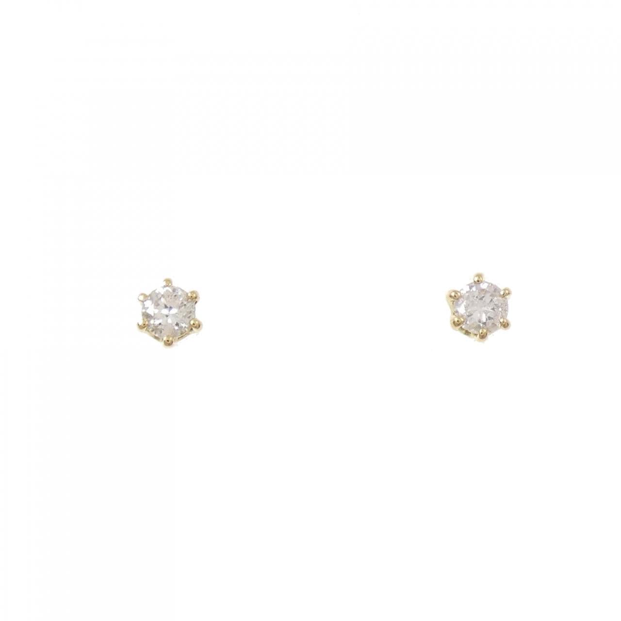 K18YG单钻鑽石耳環