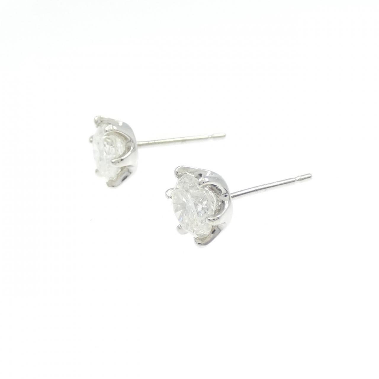 PT900 ソリティア ダイヤモンド ピアス 1.00CT