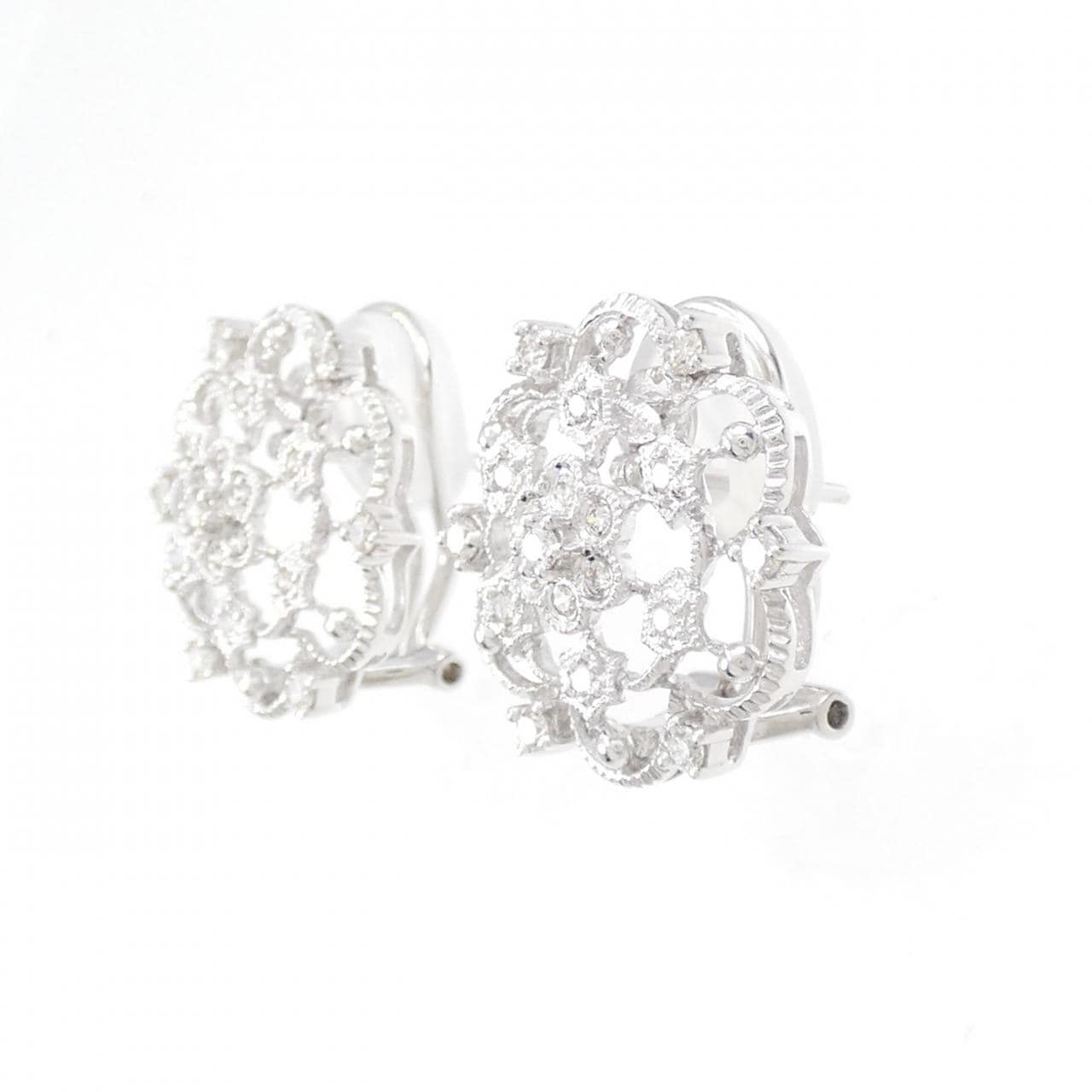 K18WG フラワー ダイヤモンド ピアス/イヤリング 0.55CT