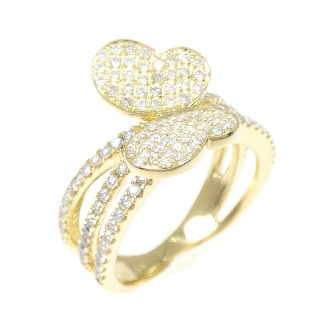 750YG バタフライ パヴェ  ダイヤモンド リング 0.85CT
