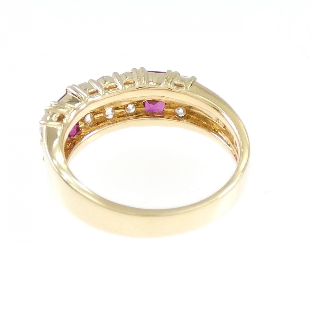 K18YG フラワー ルビー リング 0.64CT