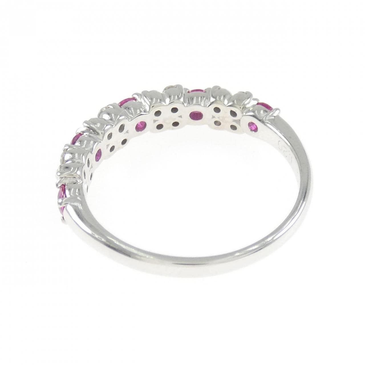 K18WG フラワー ルビー リング 0.46CT