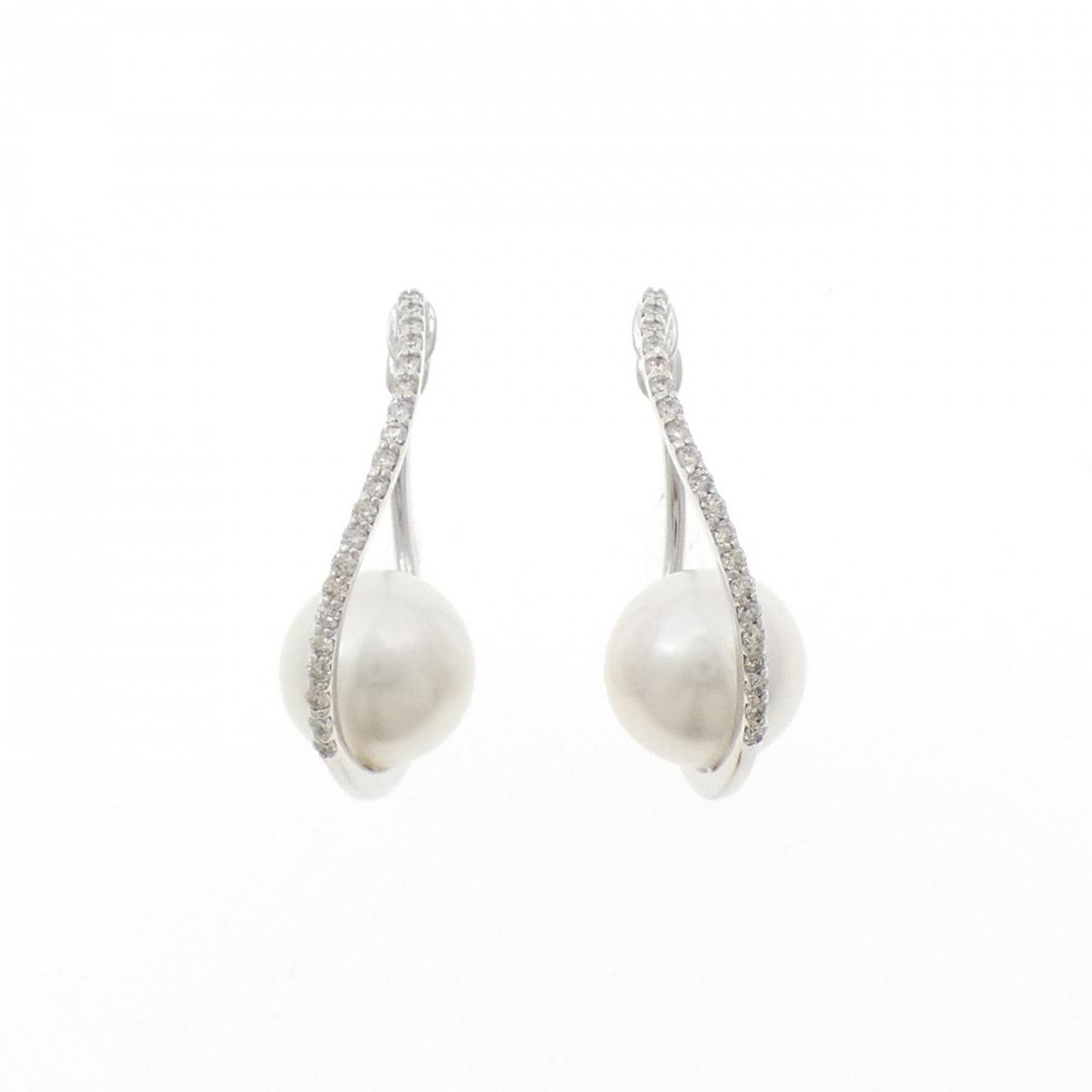 K18WG 白蝶パール ピアス 9.5mm