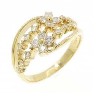 K18YG フラワー ダイヤモンド リング 0.50CT
