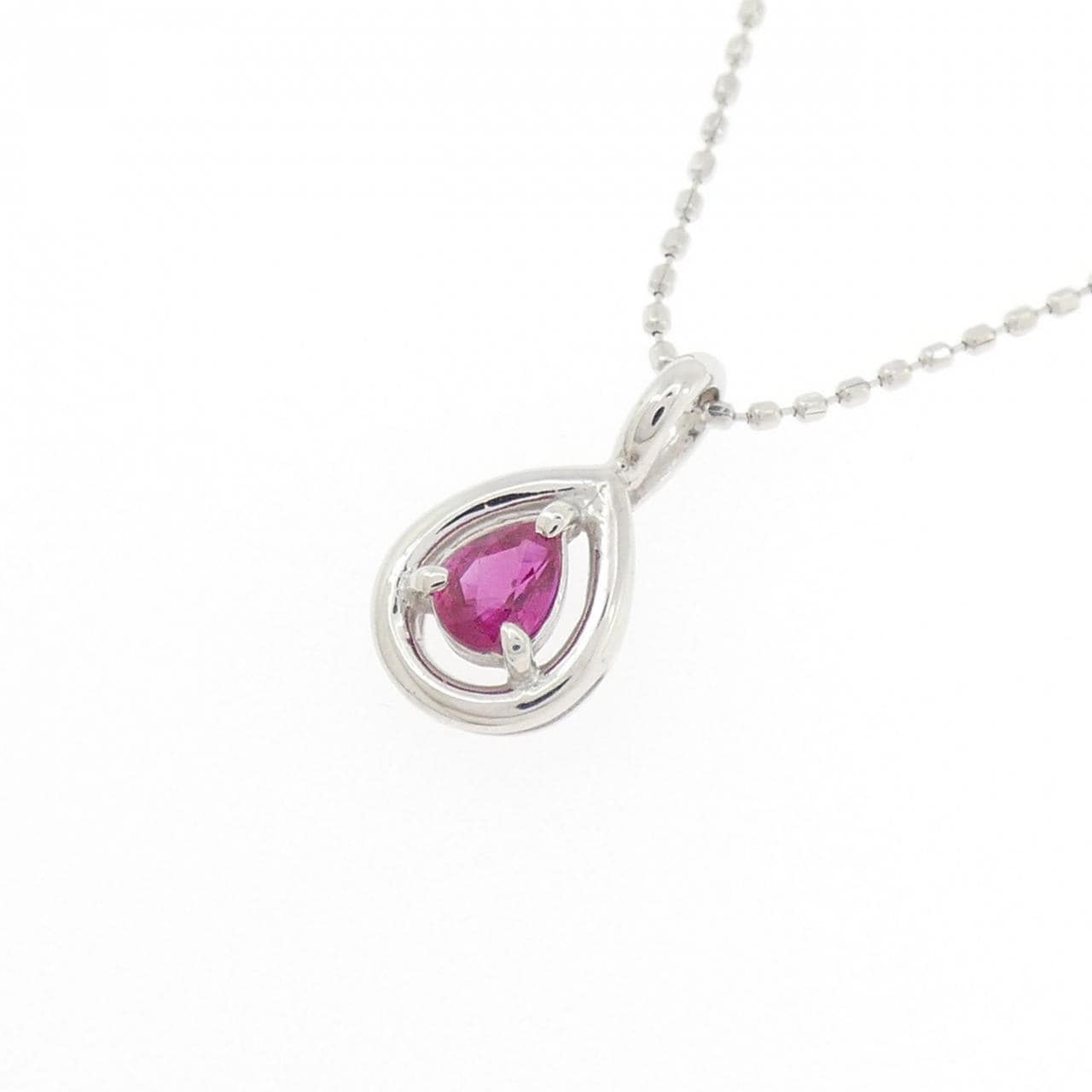 K18WG ルビー ネックレス 0.22CT