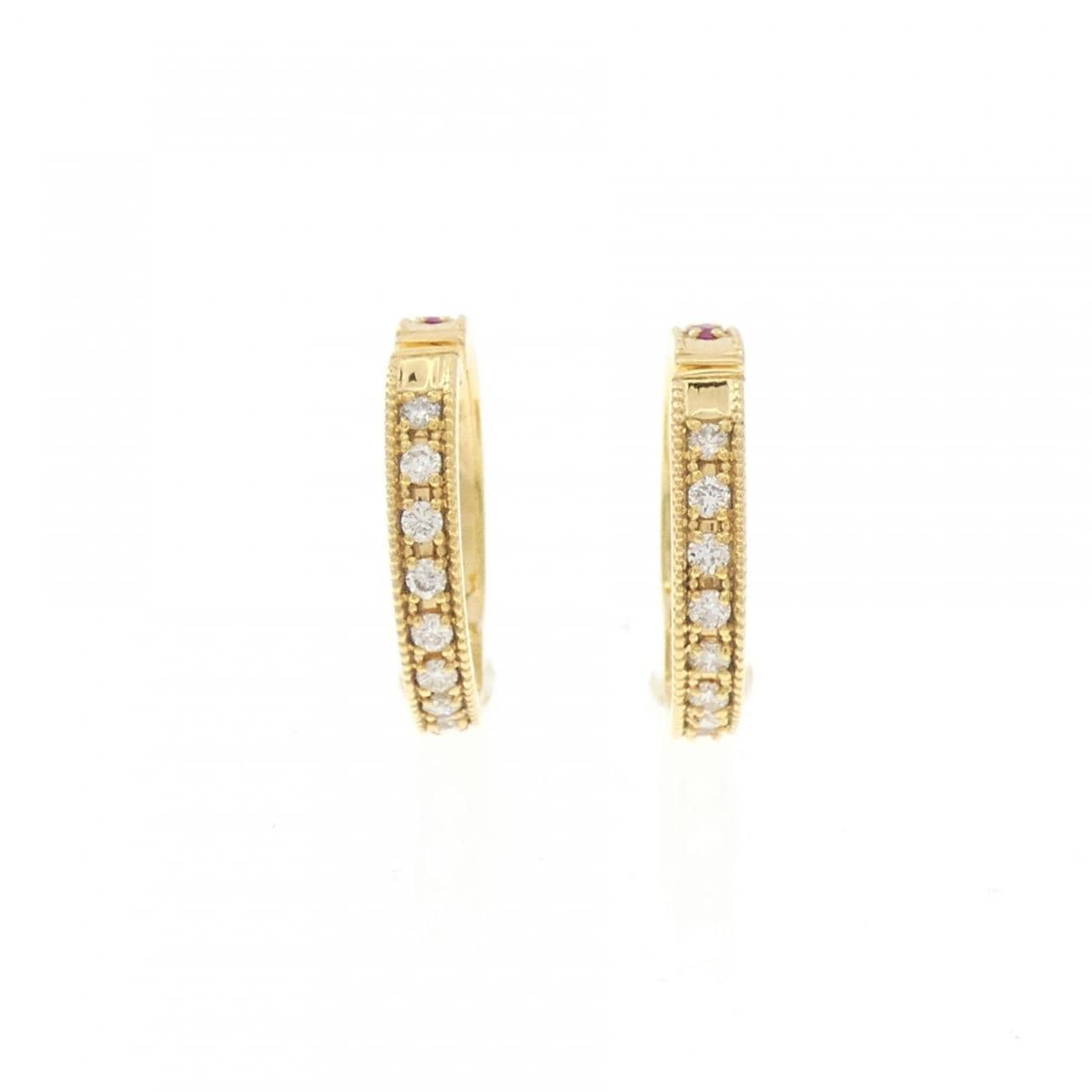 K10YG ルビー イヤリング 0.16CT