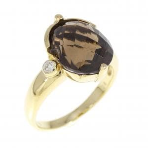 K18YG スモーキークオーツ リング 3.74CT