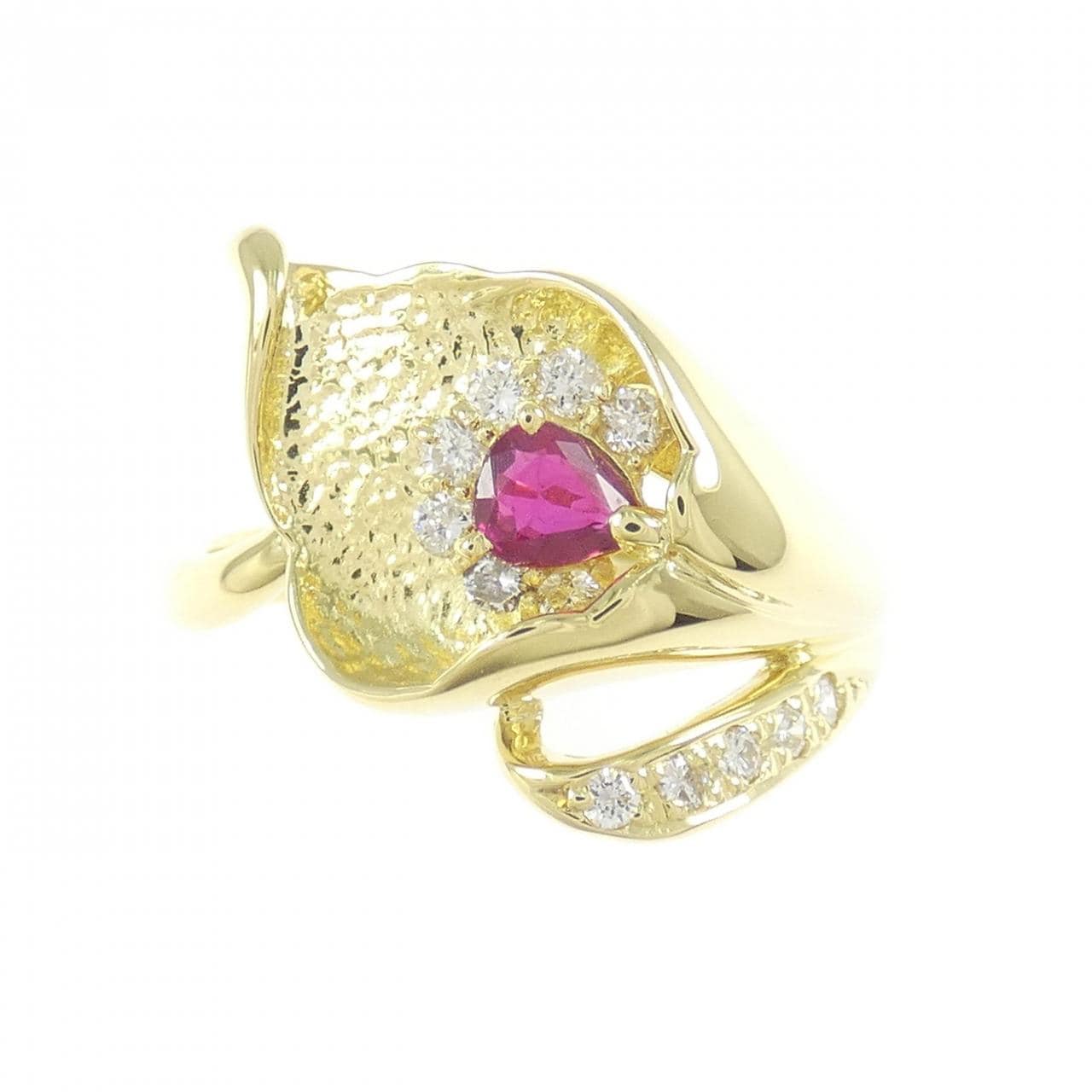 K18YG ルビー リング 0.28CT