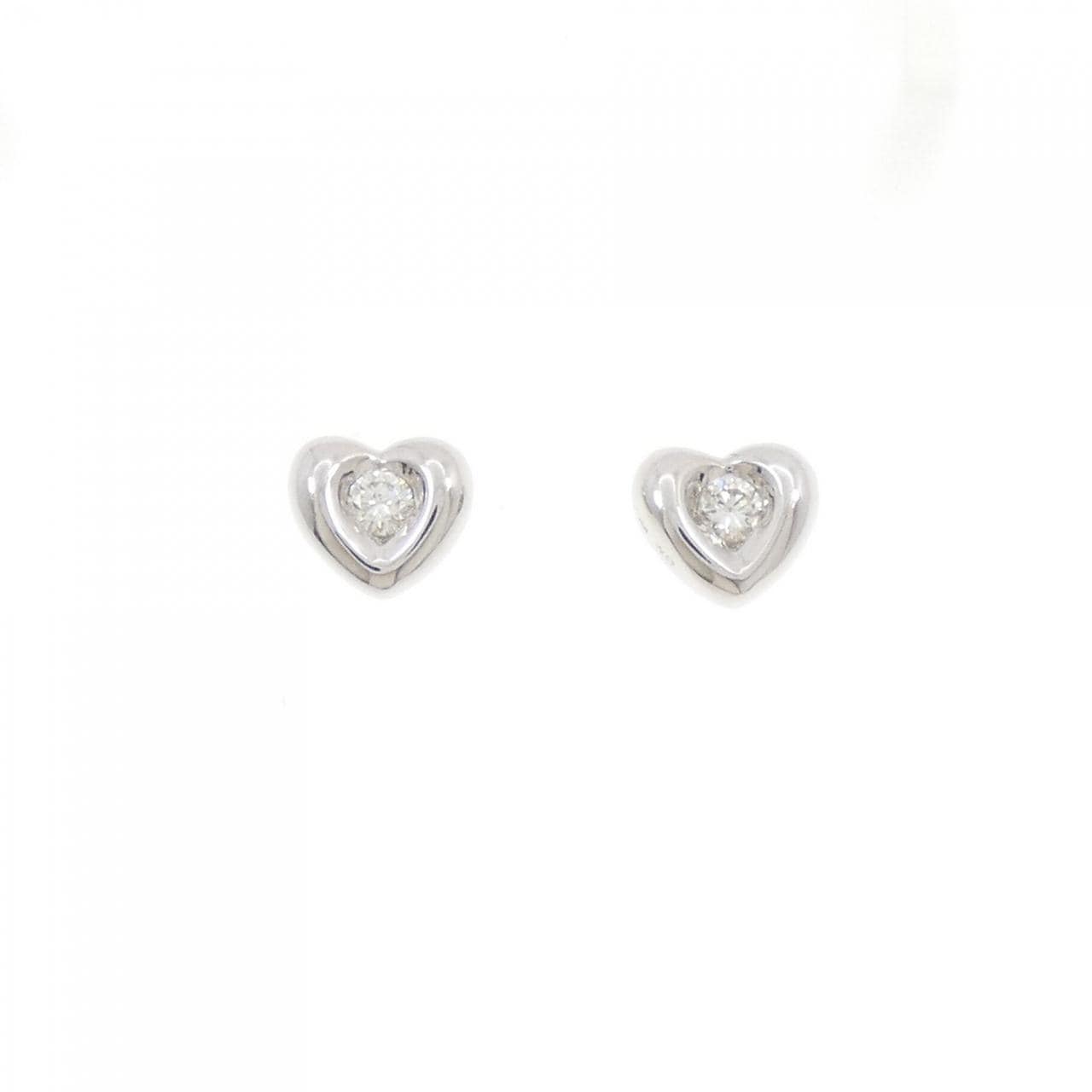 K18WG ハート ダイヤモンド ピアス 0.18CT