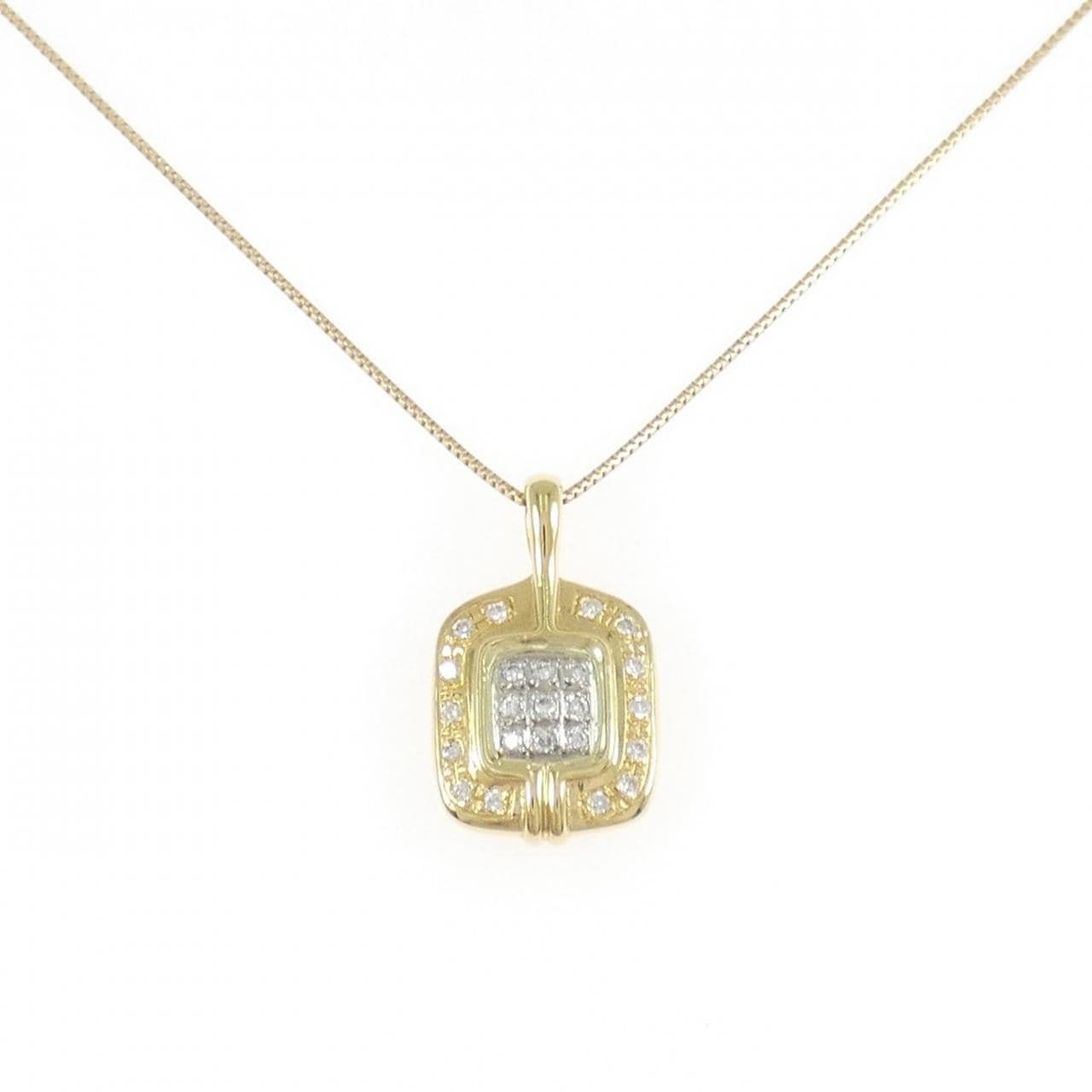 K18YG/PT850 ダイヤモンド ネックレス 0.13CT