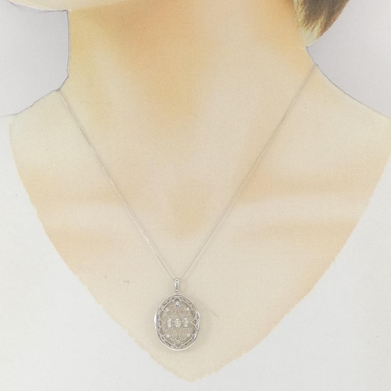 K18WG ダイヤモンド ネックレス 0.18CT