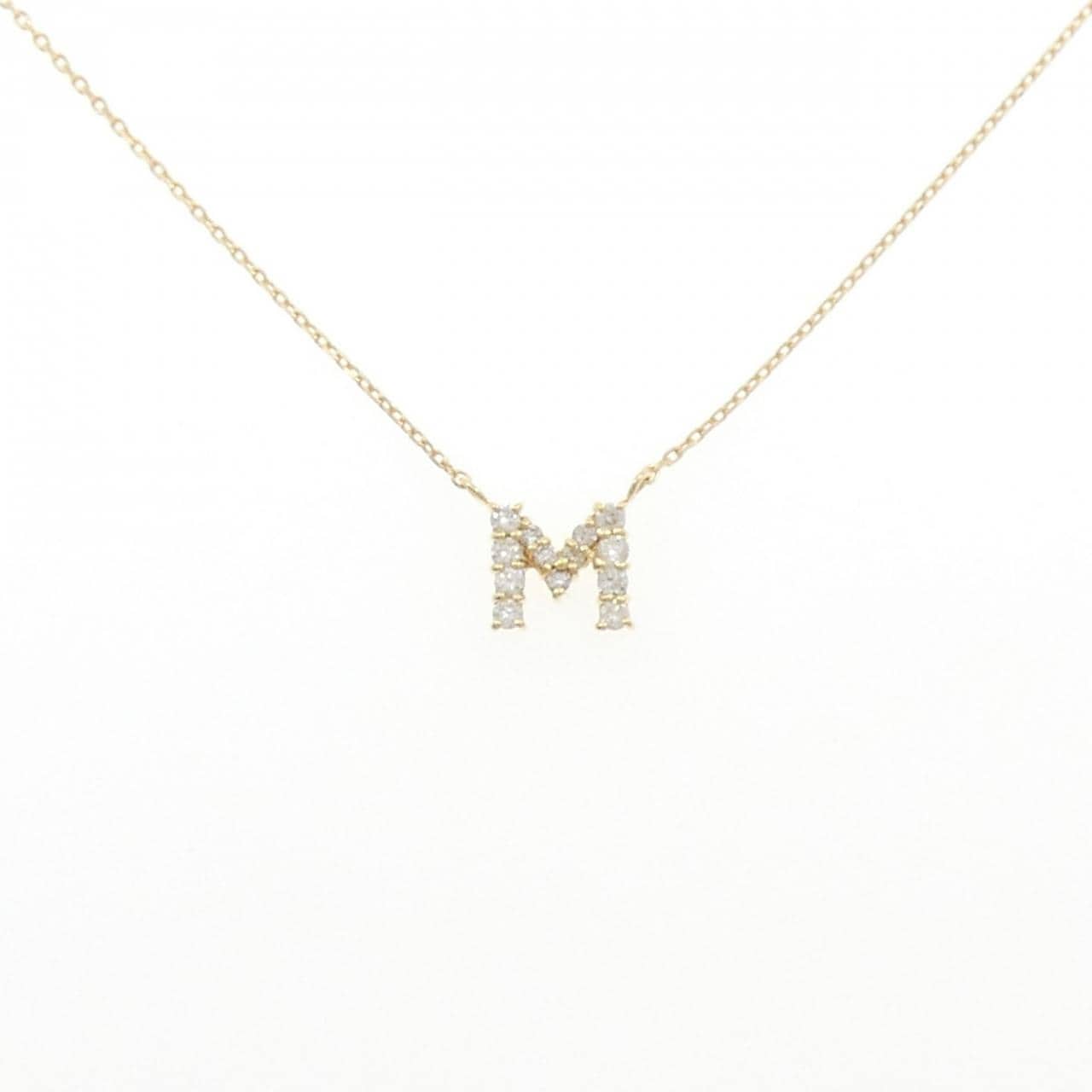 K18YG イニシャルM ダイヤモンド ネックレス 0.16CT