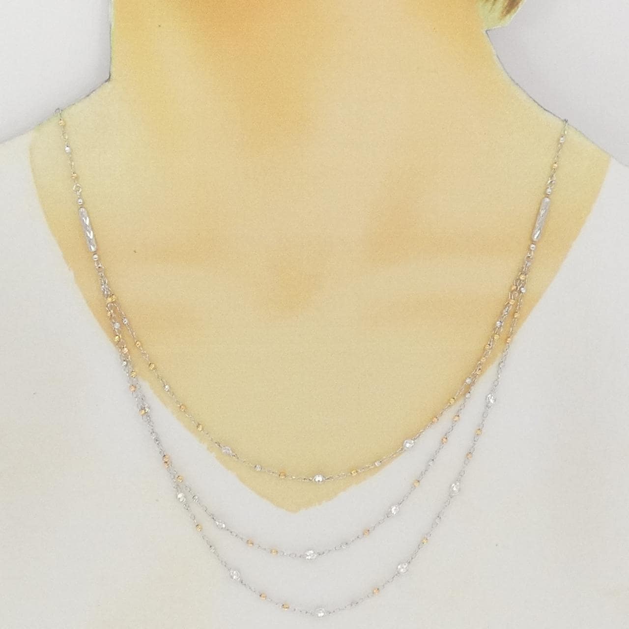 K18スリーカラー ダイヤモンド ネックレス 1.50CT