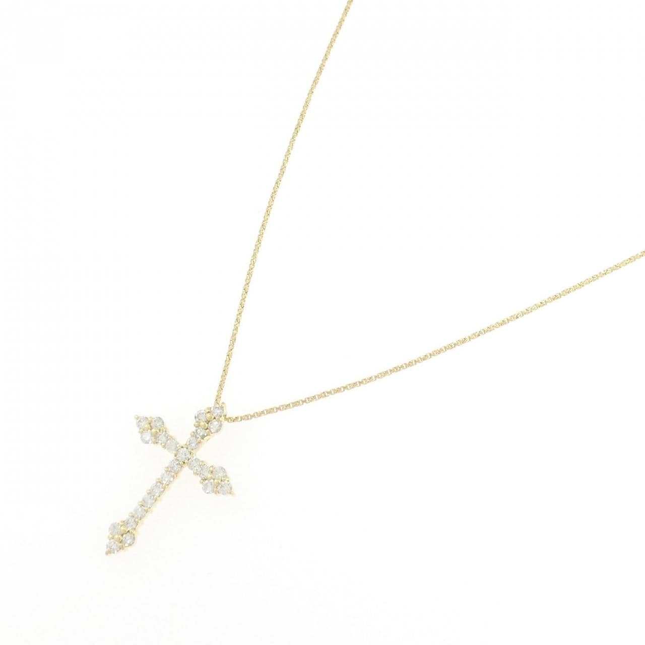 K18YG クロス ダイヤモンド ネックレス 0.50CT