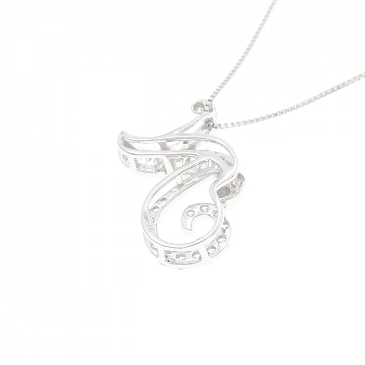 K18WG イニシャルN ダイヤモンド ネックレス 0.30CT