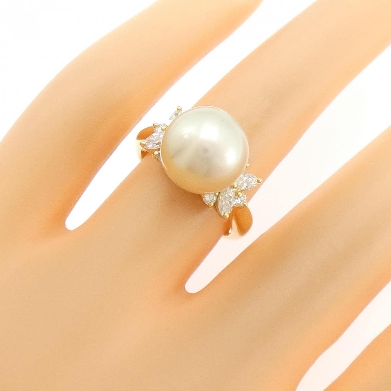 K18YG 白蝶パール リング 10.6mm