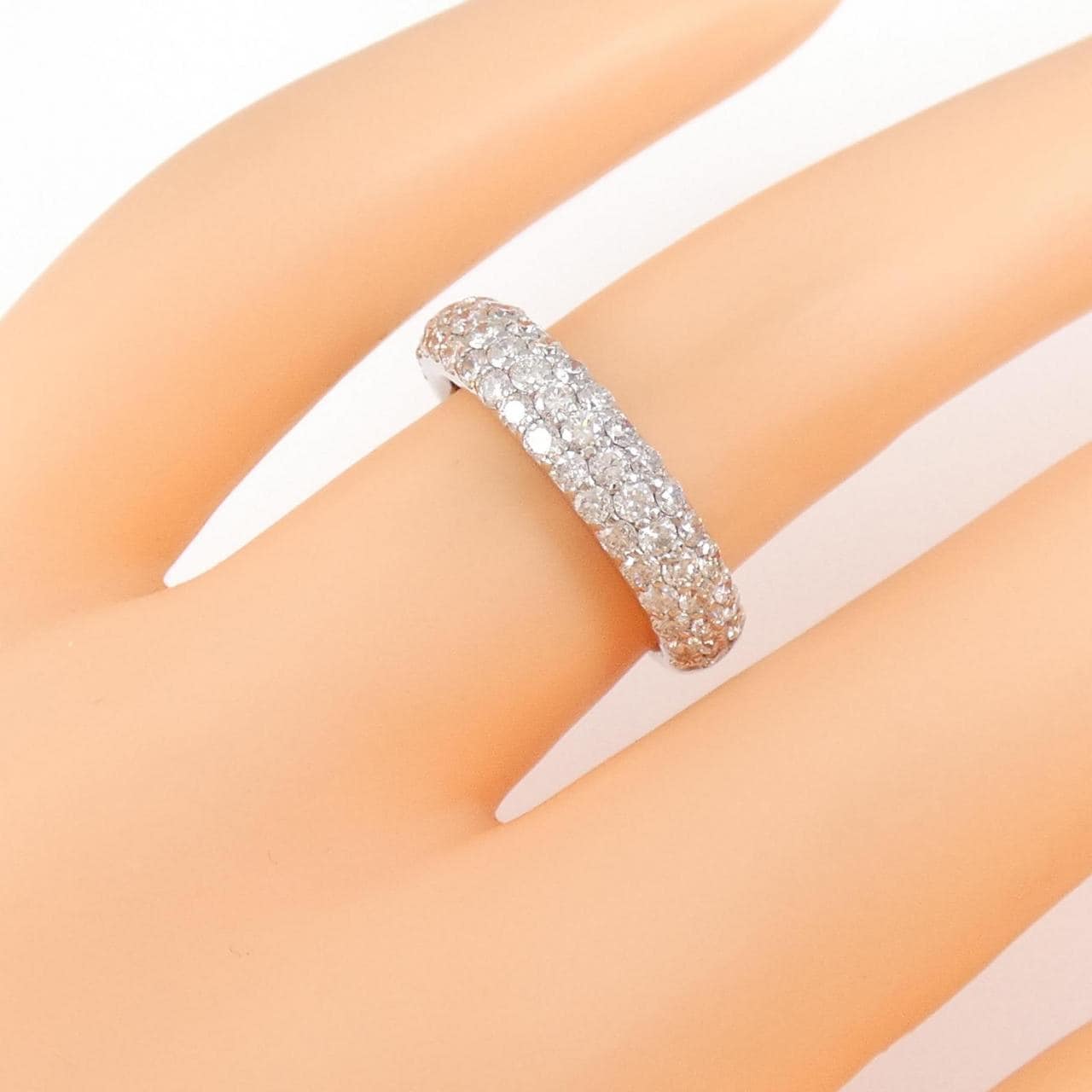 PT Pave Half Eternity Diamond Ring 1.11CT