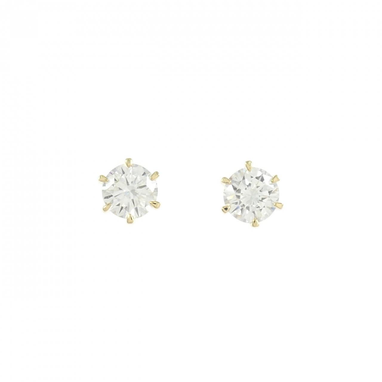 【リメイク】K18YG/ST ダイヤモンド ピアス 0.407CT 0.410CT F SI1 VG