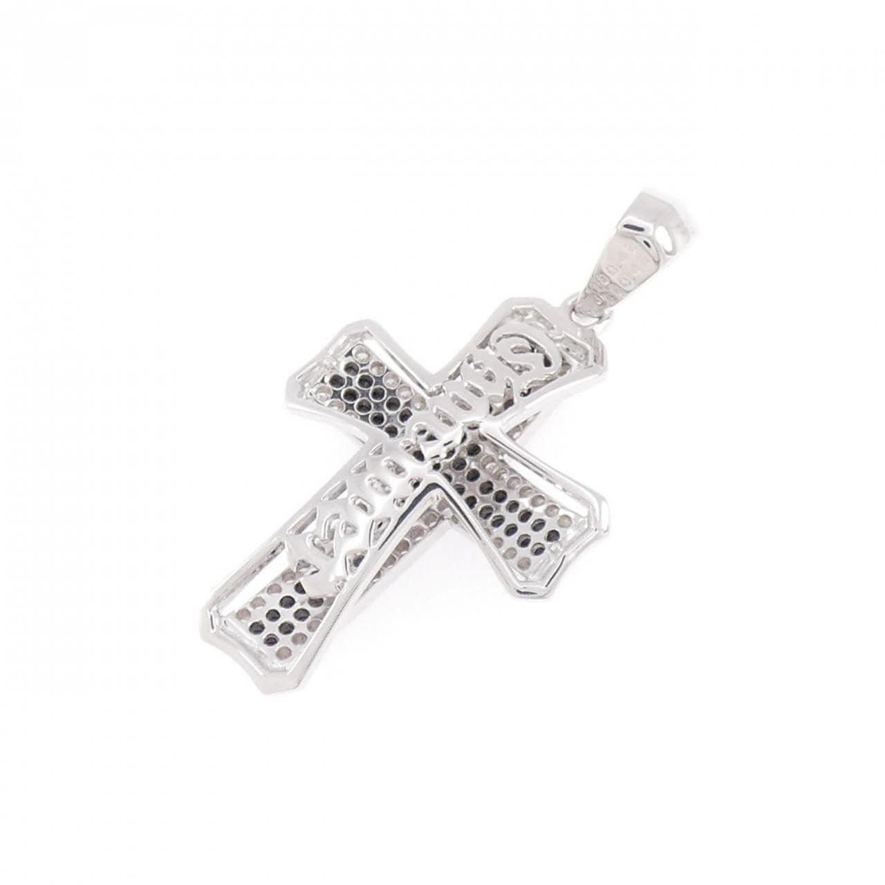 K18WG クロス ダイヤモンド ペンダント 0.42CT