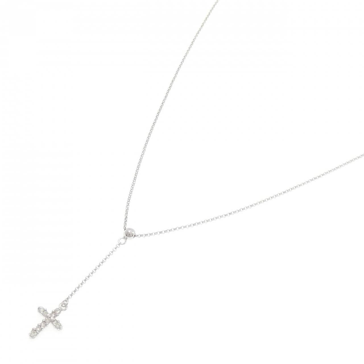 K18WG クロス ダイヤモンド ネックレス 0.1CT