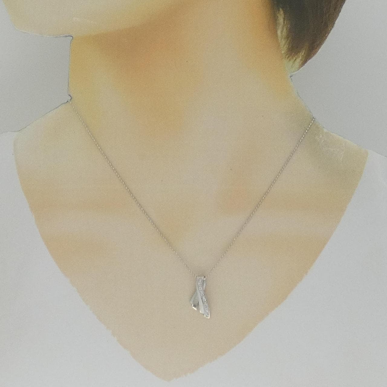 K18WG ダイヤモンド ネックレス 0.03CT