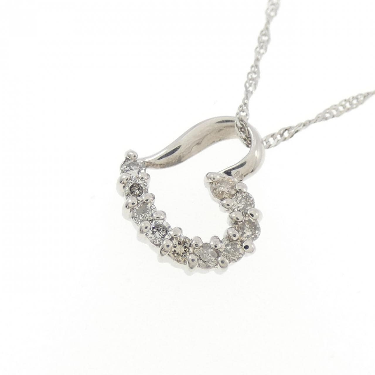 PT900/PT850 ハート ダイヤモンド ネックレス 0.1CT
