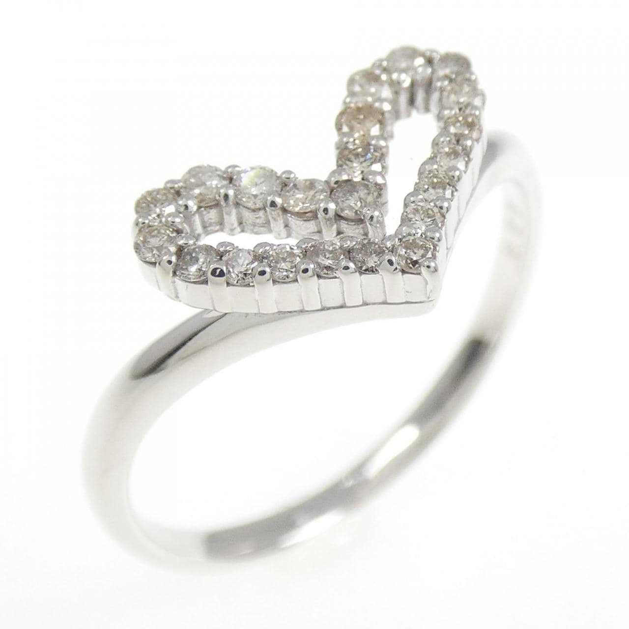 K18WG ハート ダイヤモンド リング 0.20CT
