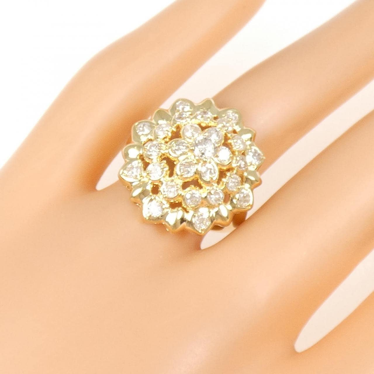 K18YG フラワー ダイヤモンド リング 1.50CT