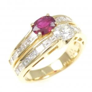 K18YG ルビー リング 0.49CT