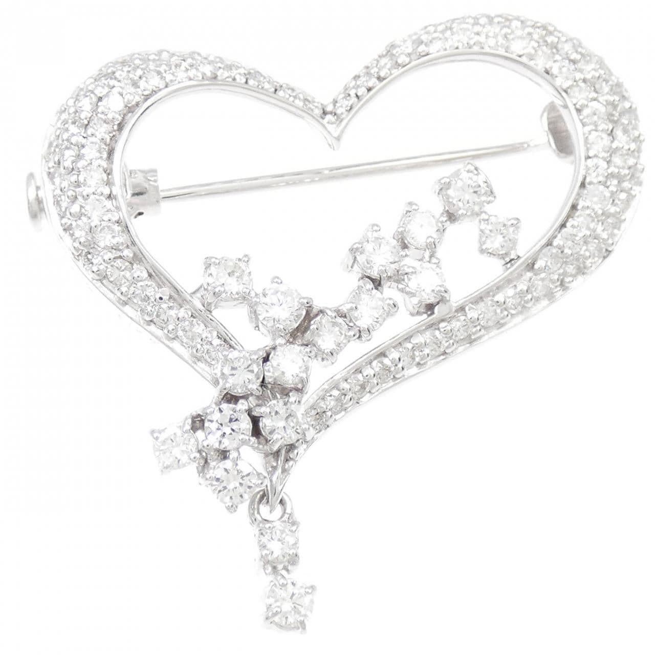 K18WG heart Diamond brooch 1.52CT