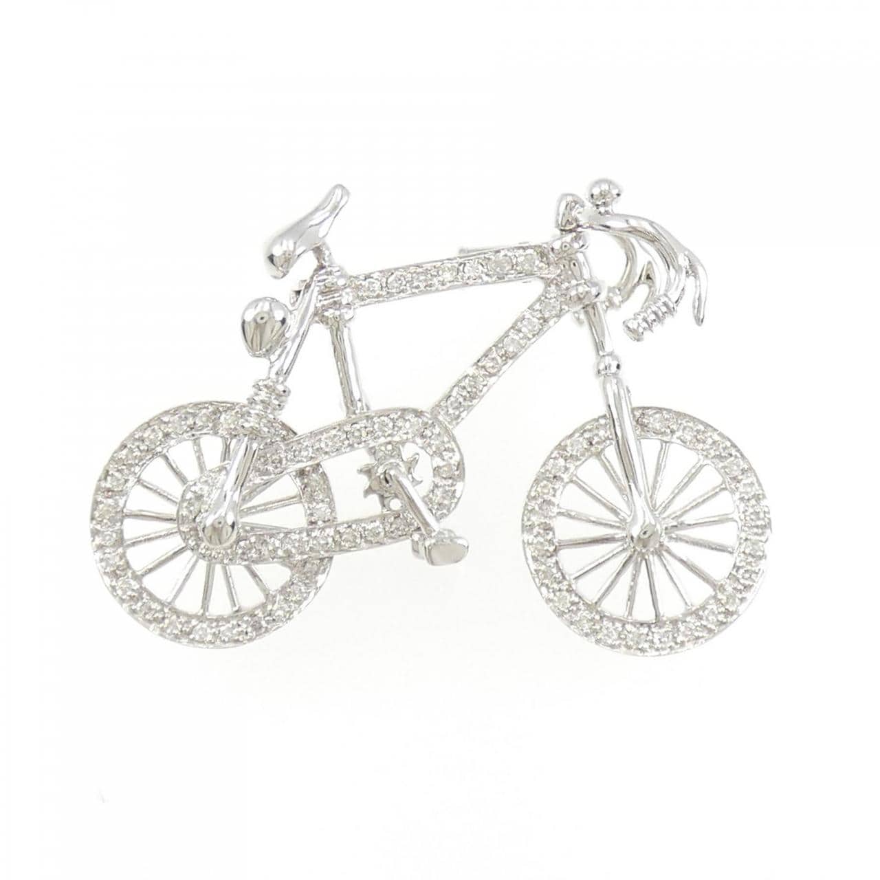 750WG Bicycle Diamond Brooch 0.40CT
