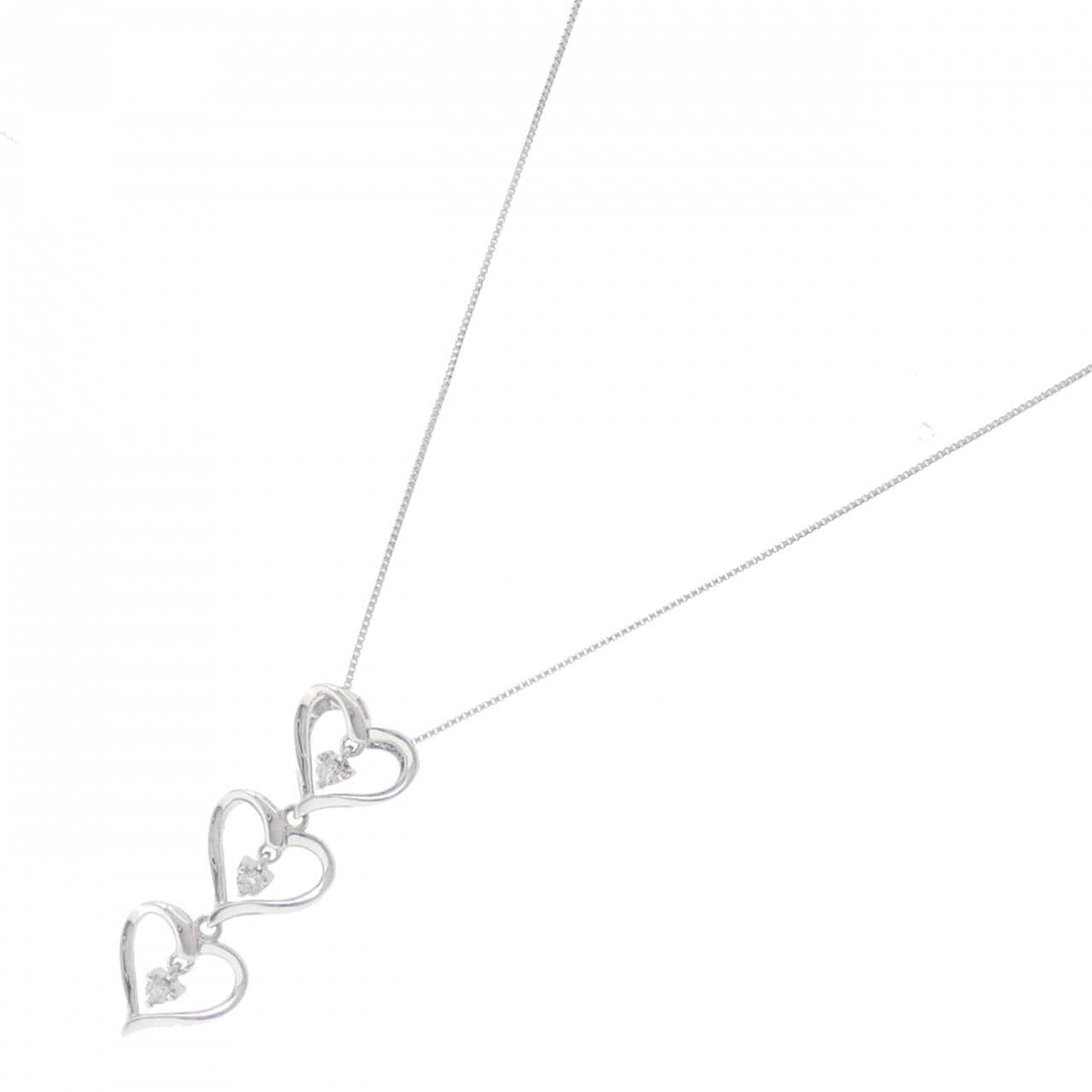 K18WG heart Diamond necklace 0.10CT