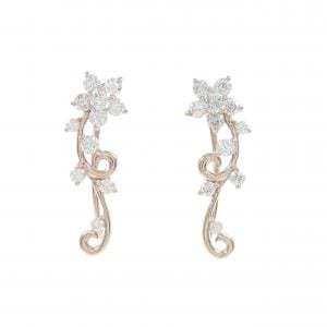 K18PG フラワー ダイヤモンド ピアス 0.50CT