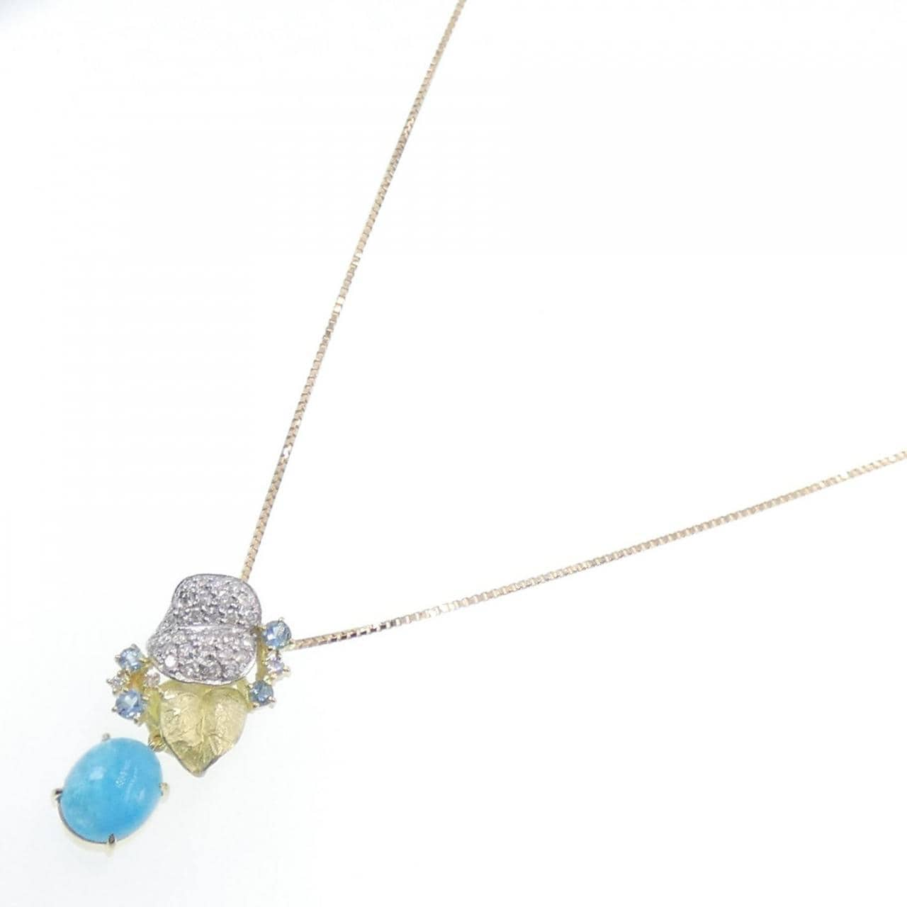 コメ兵｜K18YG/PT リーフ ヘミモルファイト ネックレス 3.80CT