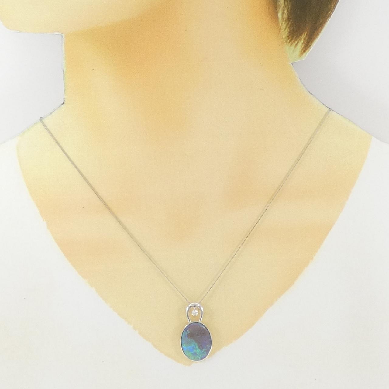 K18WG Black OPAL Necklace 6.41CT