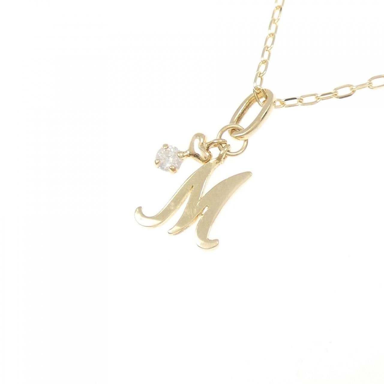 K18YG イニシャルM ダイヤモンド ネックレス