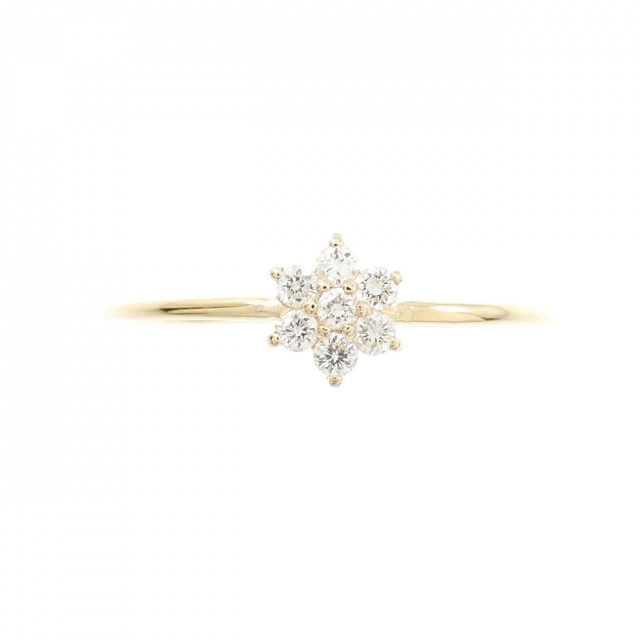 【リメイク】K18YG フラワー ダイヤモンド リング 0.10CT
