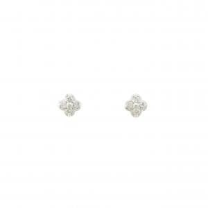 K18WG フラワー ダイヤモンド ピアス 0.12CT