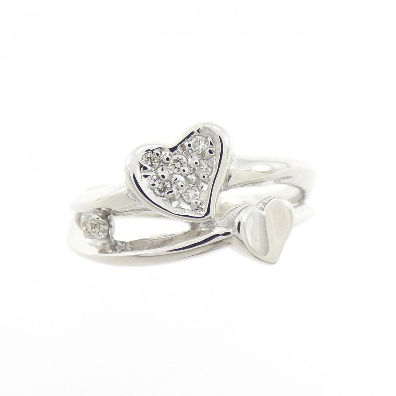 K18WG ハート ダイヤモンド リング 0.04CT